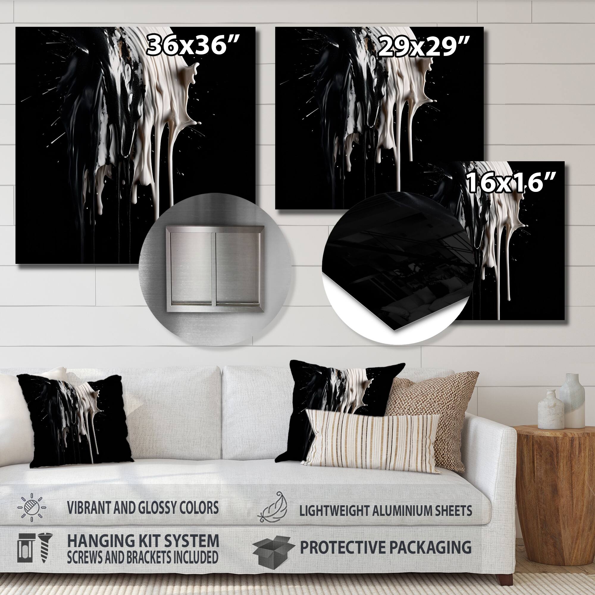 Designart "Exploring The Depths Of Black Marble VII" Modern Geometric